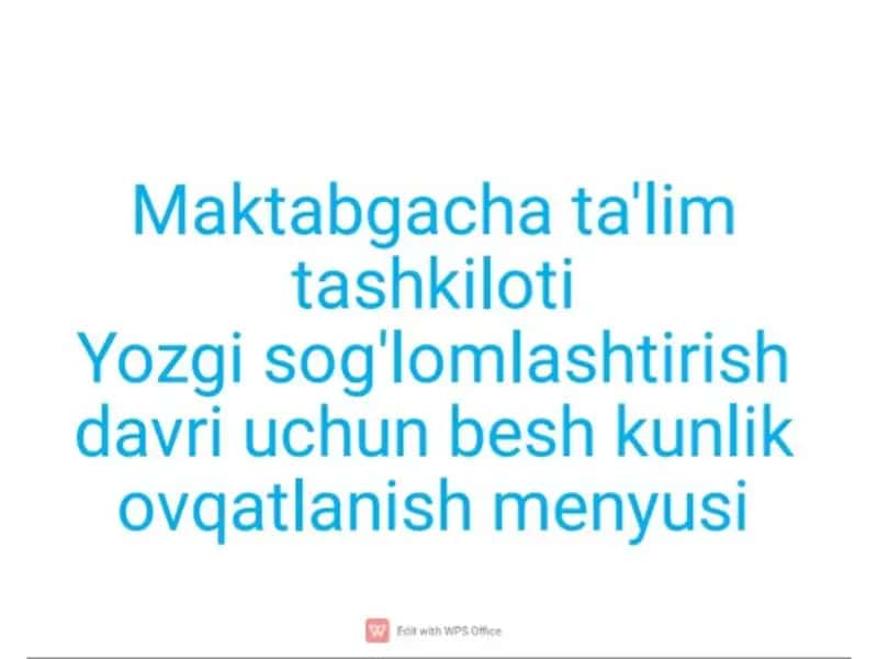 Yozgi sog'lomlashtirish davri uchun beshta kunlik ovgatlanish menyusi 1