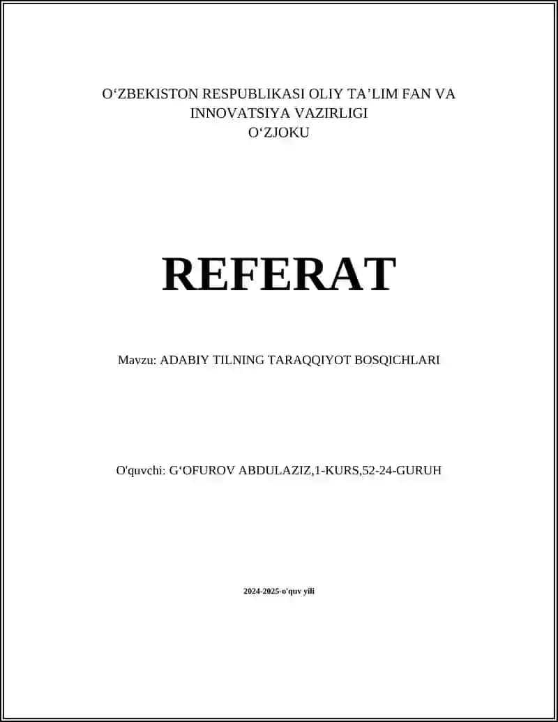 Oʻzbek adabiy tili tarixi 1