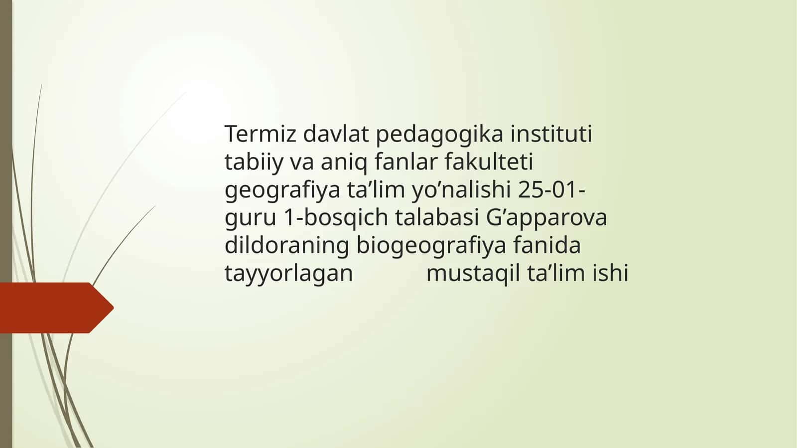 Geografiya Ta’lim Yo’nalishi Bosqich Talabasi 1