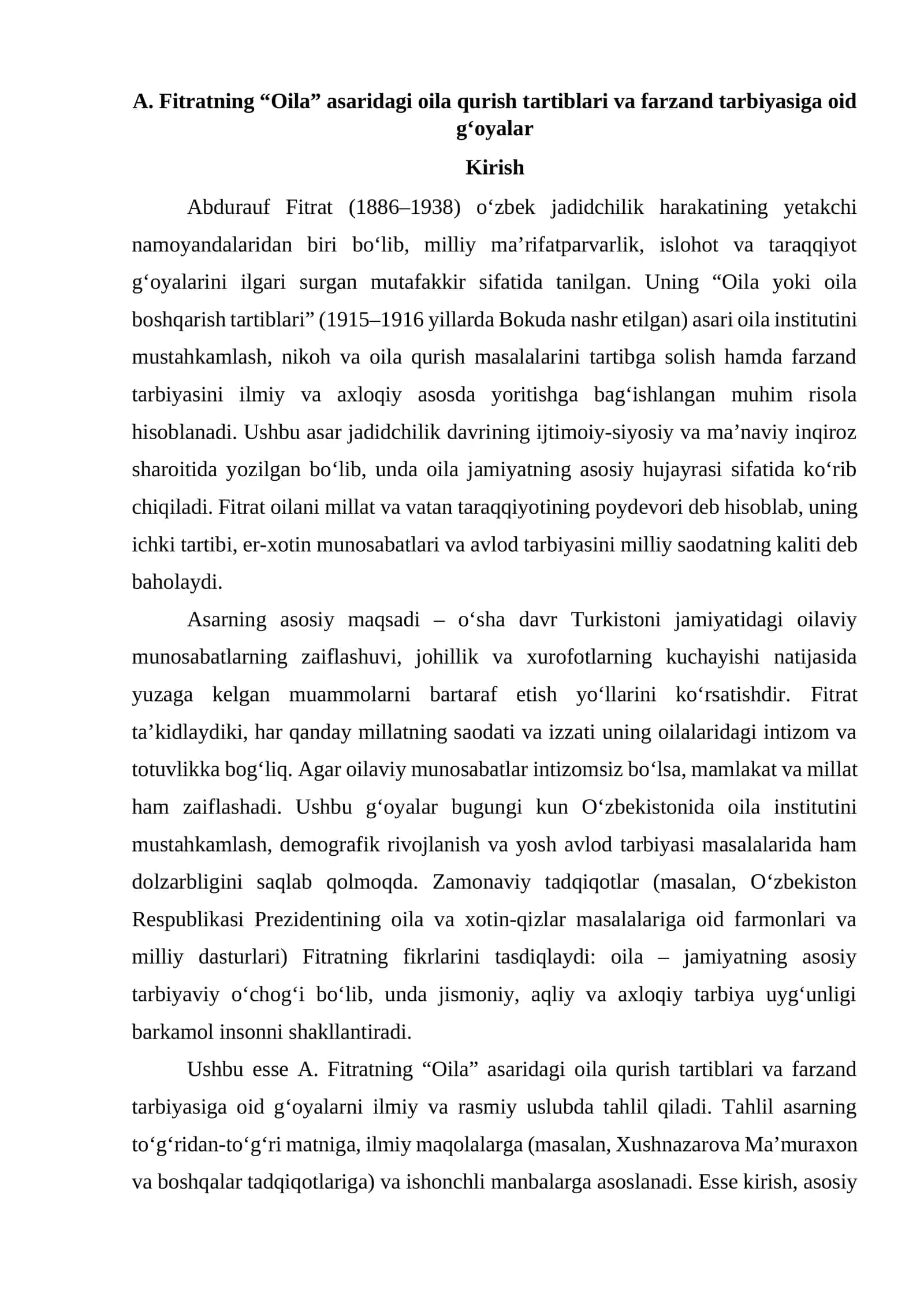 "Oila yoki oila boshqarish tartiblari" 1