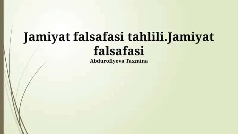 Jamiyat Falsafasi Tahlili 1