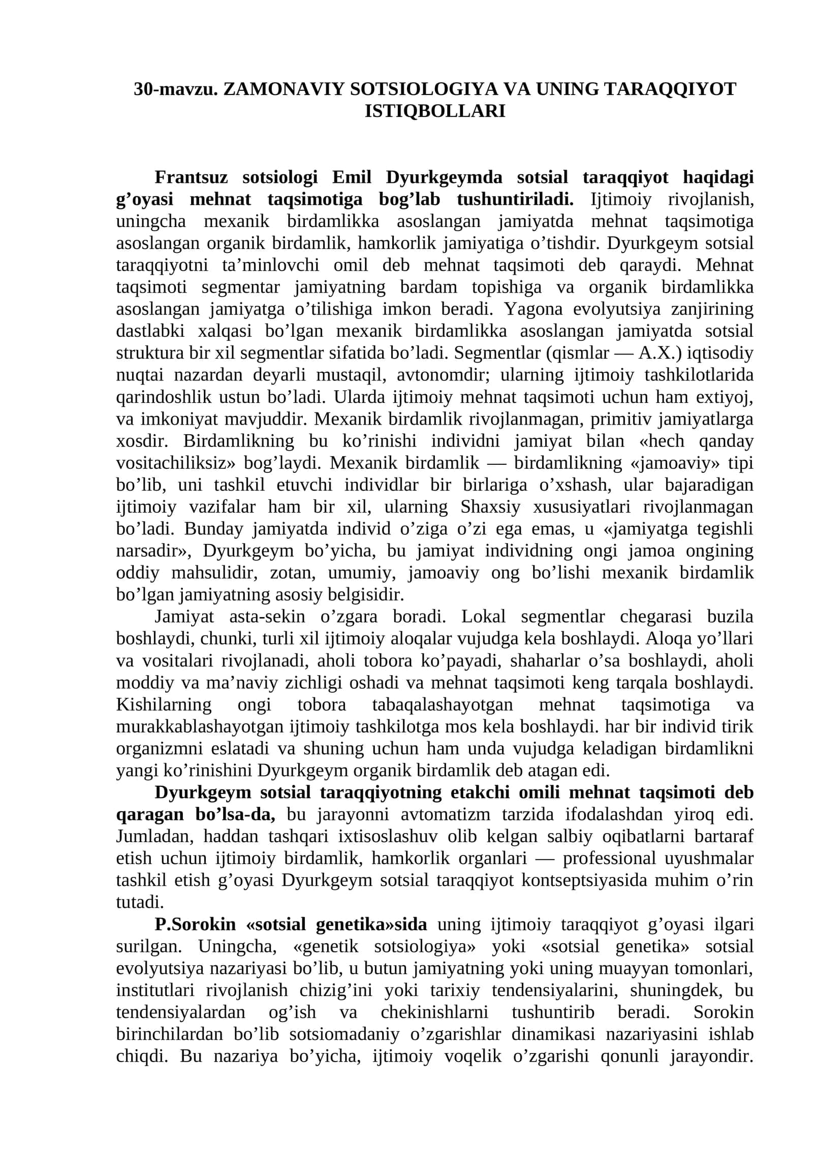 ZAMONAVIY SOTSIOLOGIYA VA UNING TARAQQIYOT ISTIQBOLLARI 1
