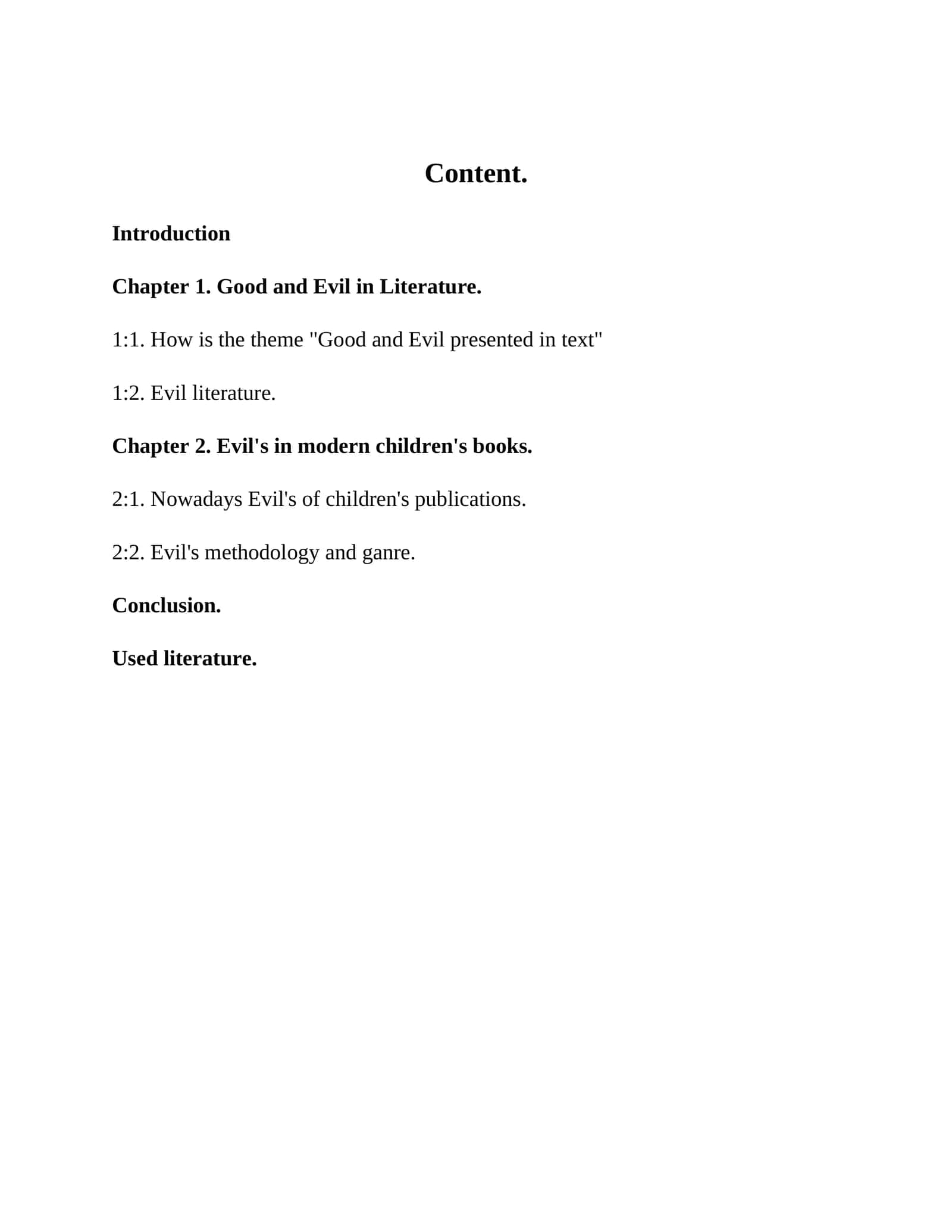 Good and Evil in Literature 1