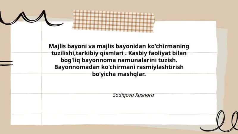 Majlis bayoni va bayonidan ko'chirmaning tuzilishi 1