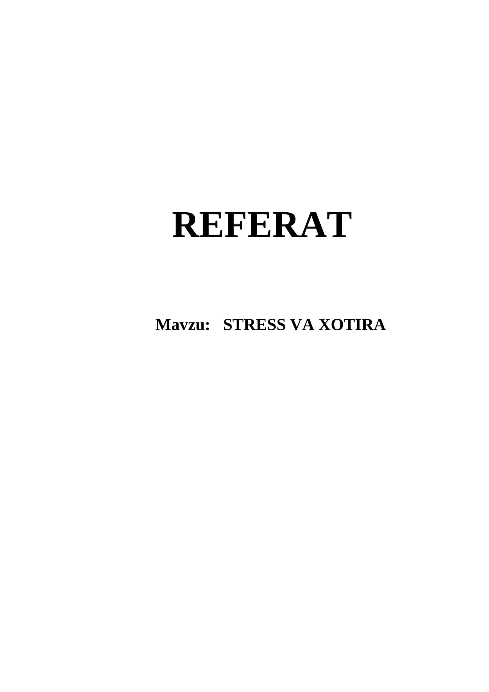 STRESS VA XOTIRA 1