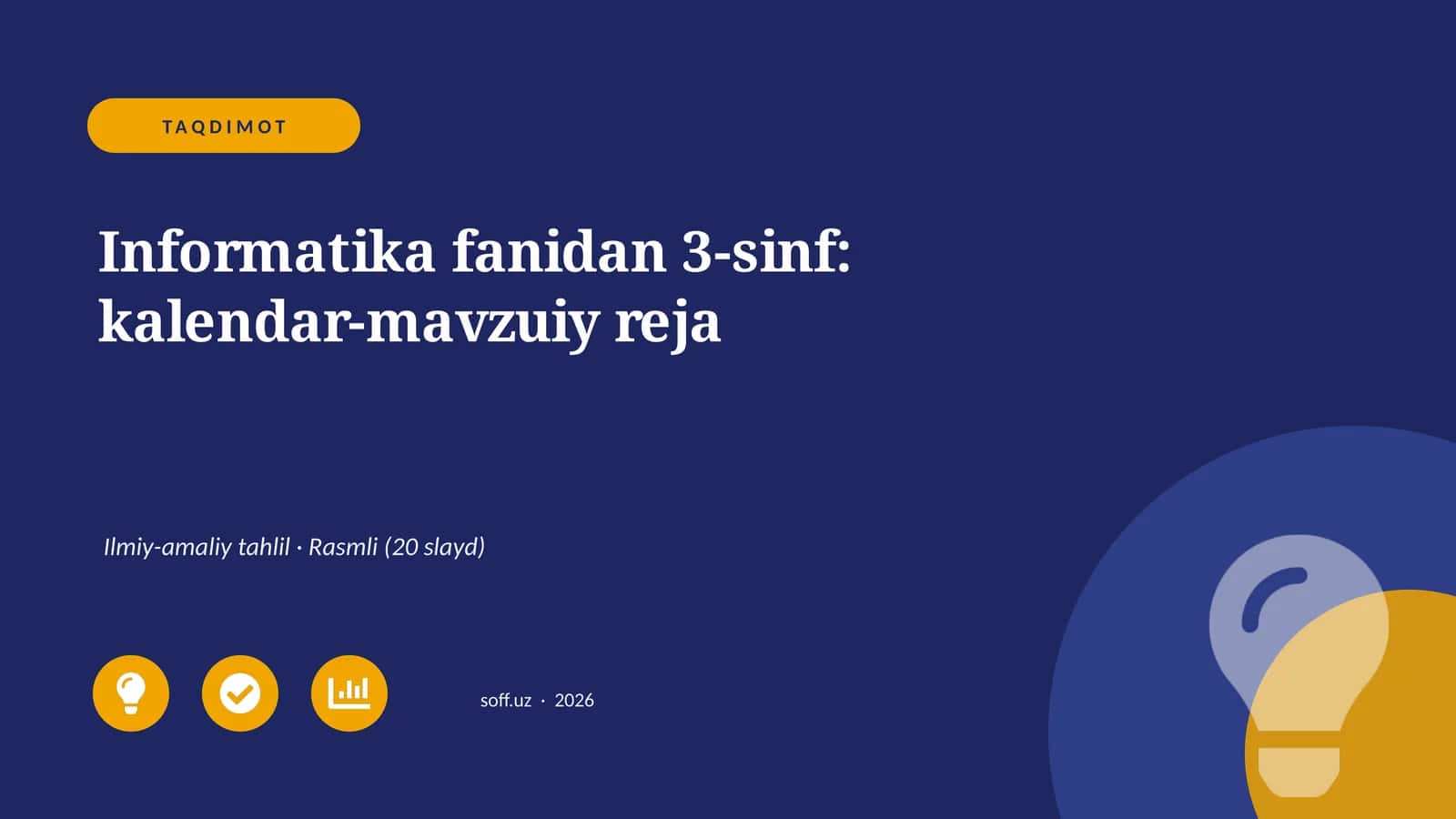 Informatika fanidan 3-sinf: kalendar-mavzuiy reja 1