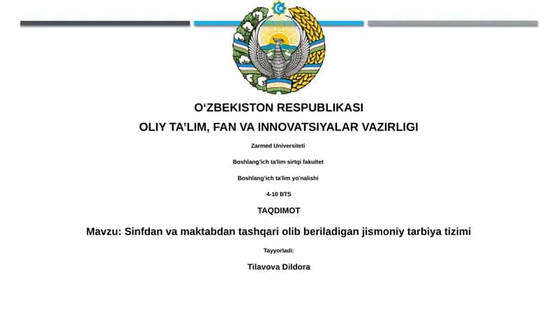 Sinfdan va maktabdan tashqari olib beriladigan jismoniy tarbiya tizimi 1