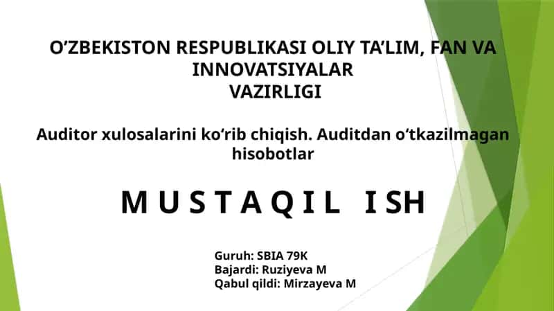 Auditorlik xulosasi 1