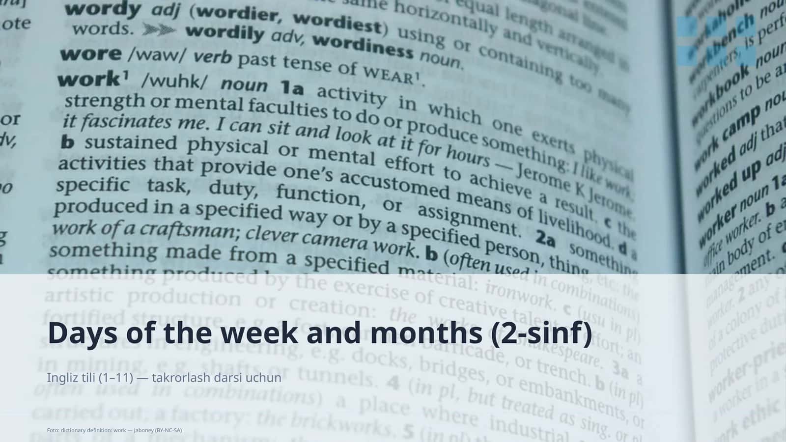 Days of the week and months (2-sinf) 1