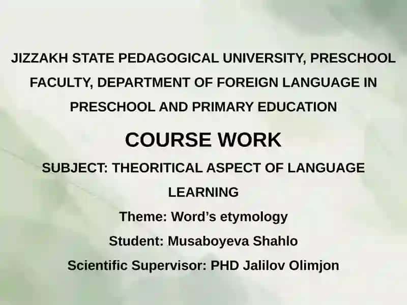 THEORITICAL ASPECT OF LANGUAGE LEARNING