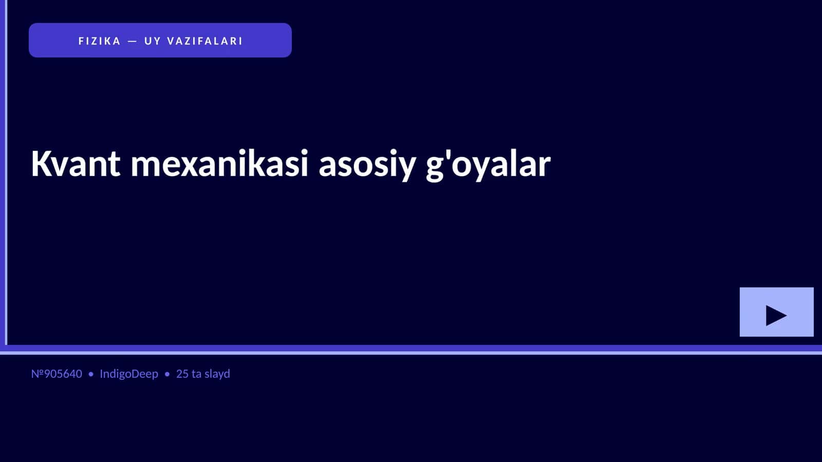 FIZIKA — UY VAZIFALARI 1