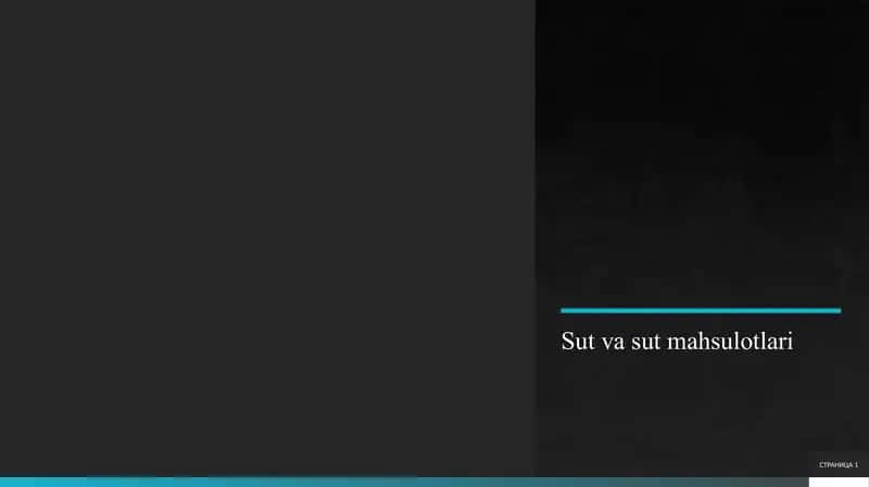 Sut va sut mahsulotlari 1