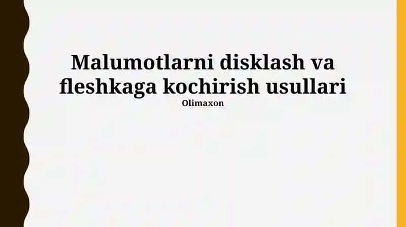 Malumotlarni disklash va fleshkaga kochirish usullari 1