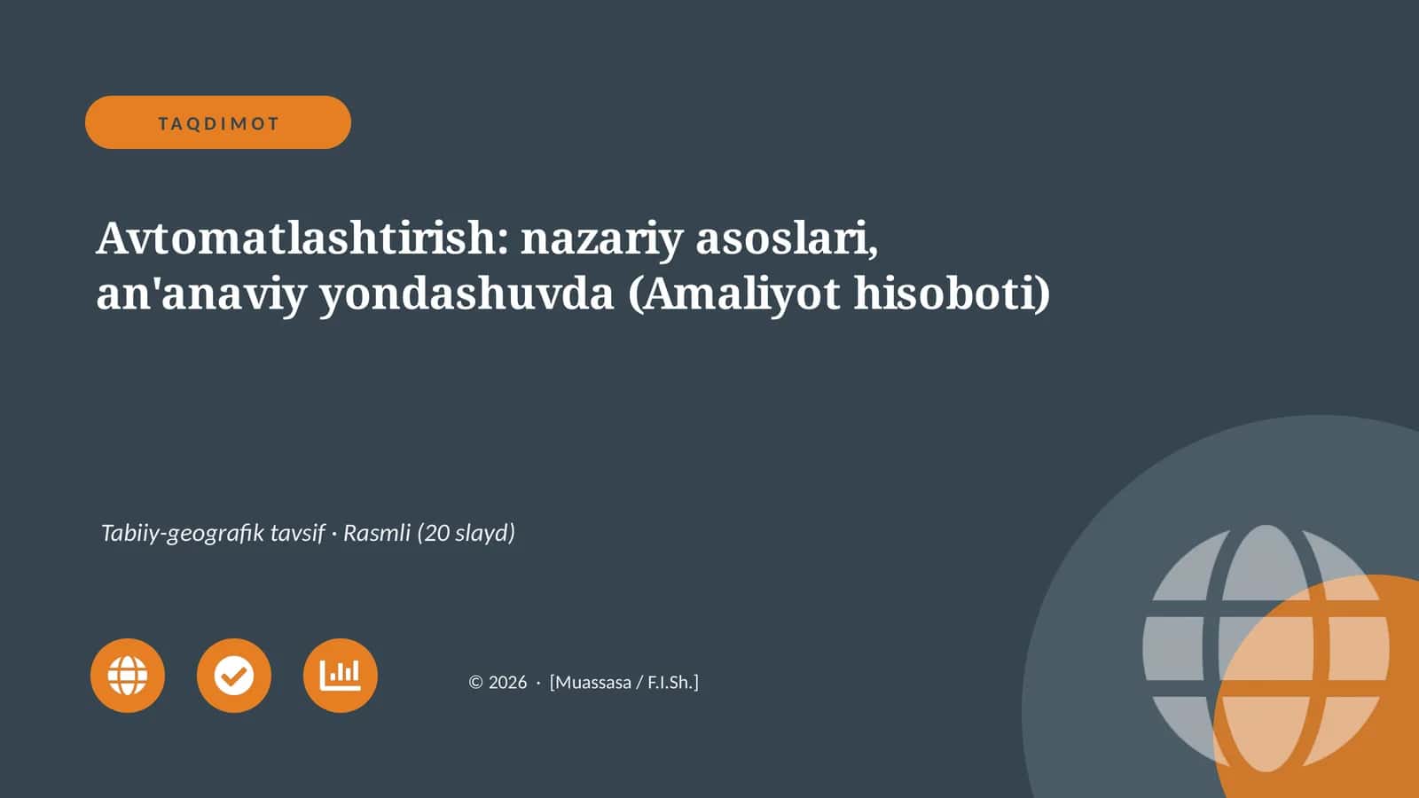 Avtomatlashtirish: nazariy asoslari, an'anaviy yondashuvda (Amaliyot hisoboti) 1