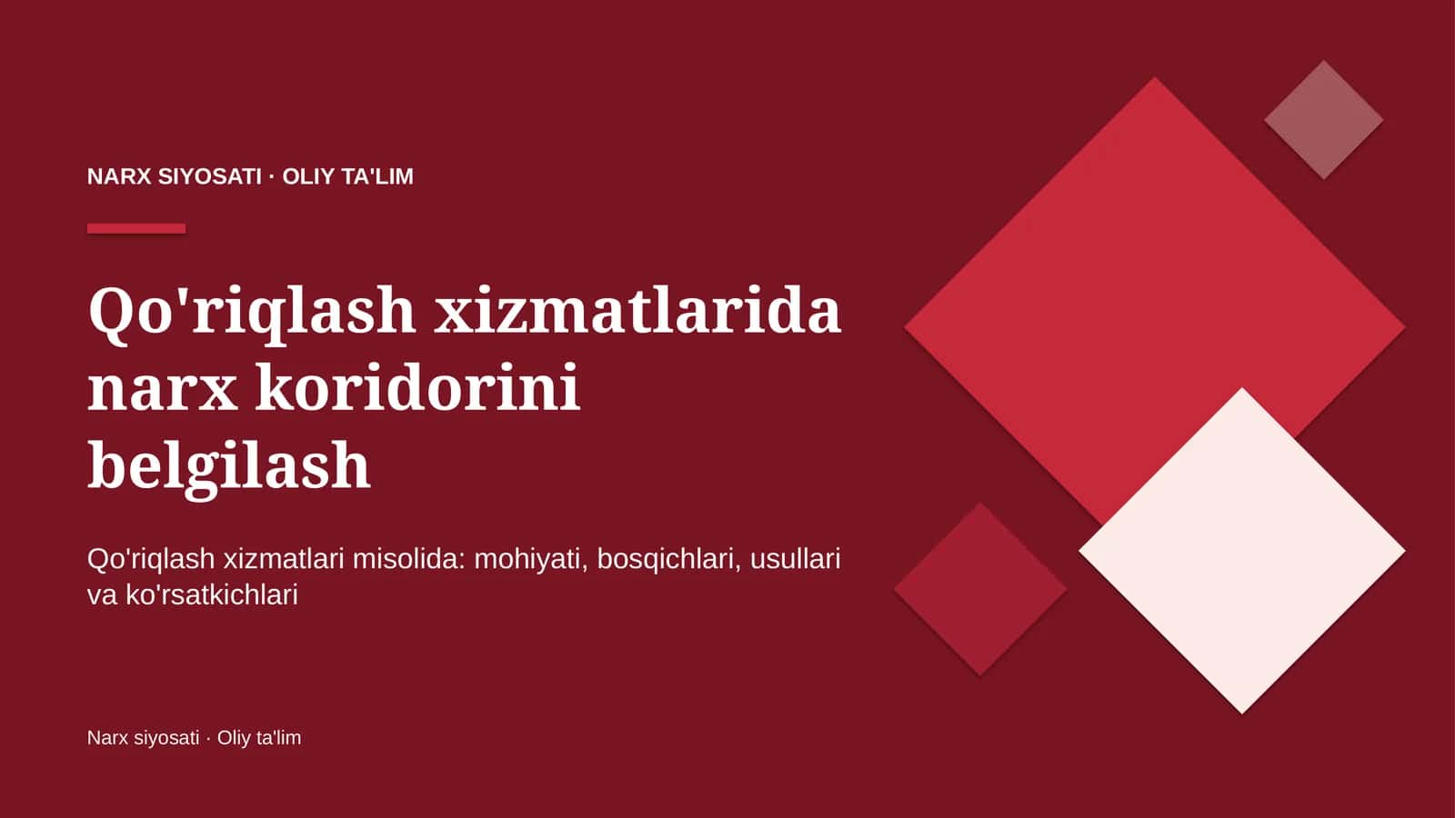 qo'riqlash xizmatlarida narx koridorini belgilash 6683 1