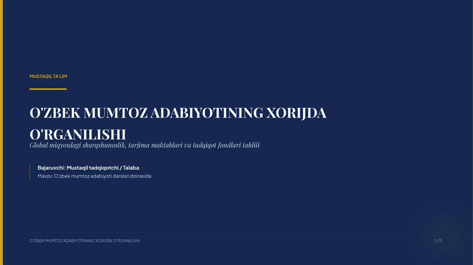 O'zbek mumtoz adabiyotining xorijda o'rganilishi 1