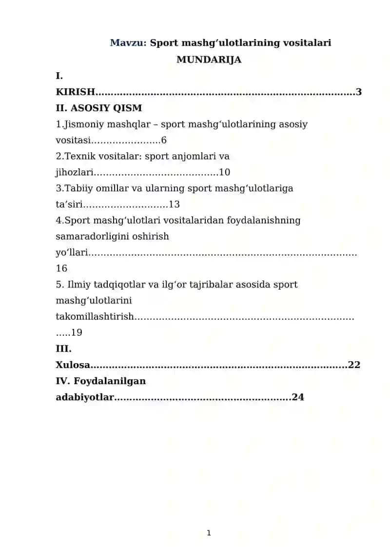 Sport mashgʻulotlarining vositalari 1