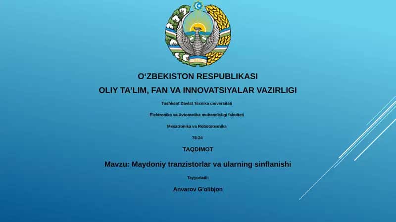 Maydoniy tranzistorlar va ularning sinflanishi 1