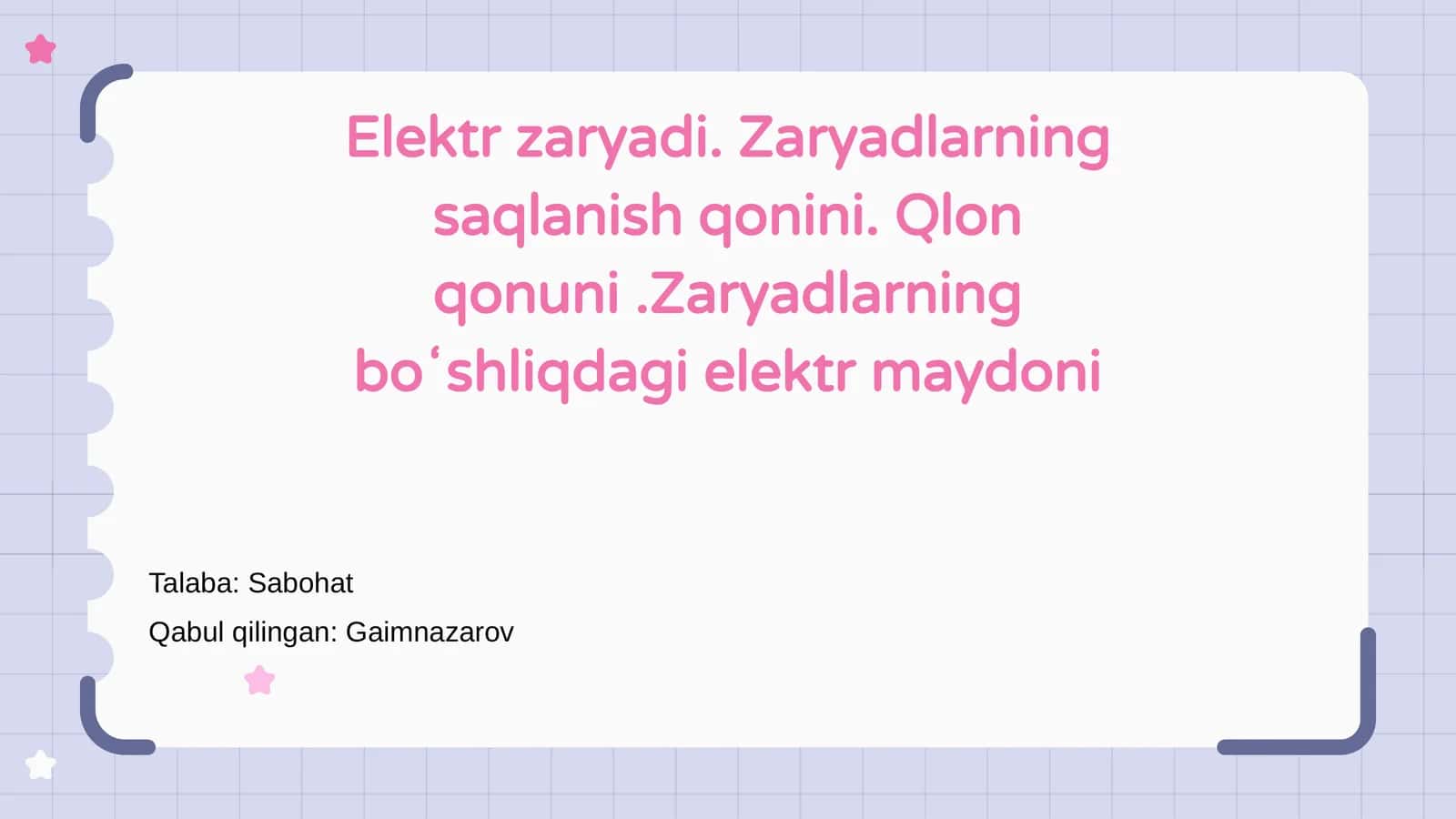 Elektr zaryadi va qonun 1
