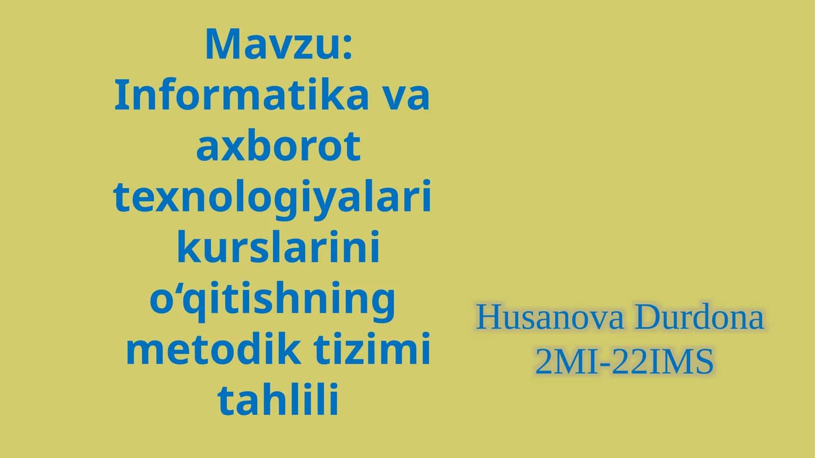 Informatika va axborot texnologiyalari kurslari 1