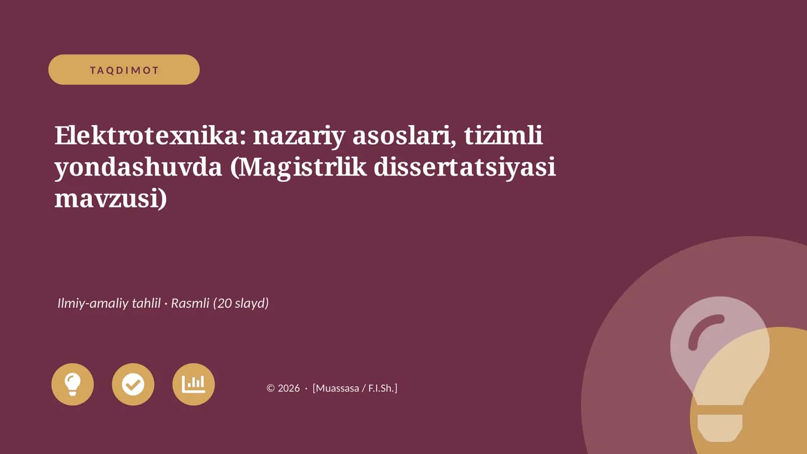 Elektrotexnika: nazariy asoslari, tizimli yondashuvda (Magistrlik dissertatsiyasi) 1