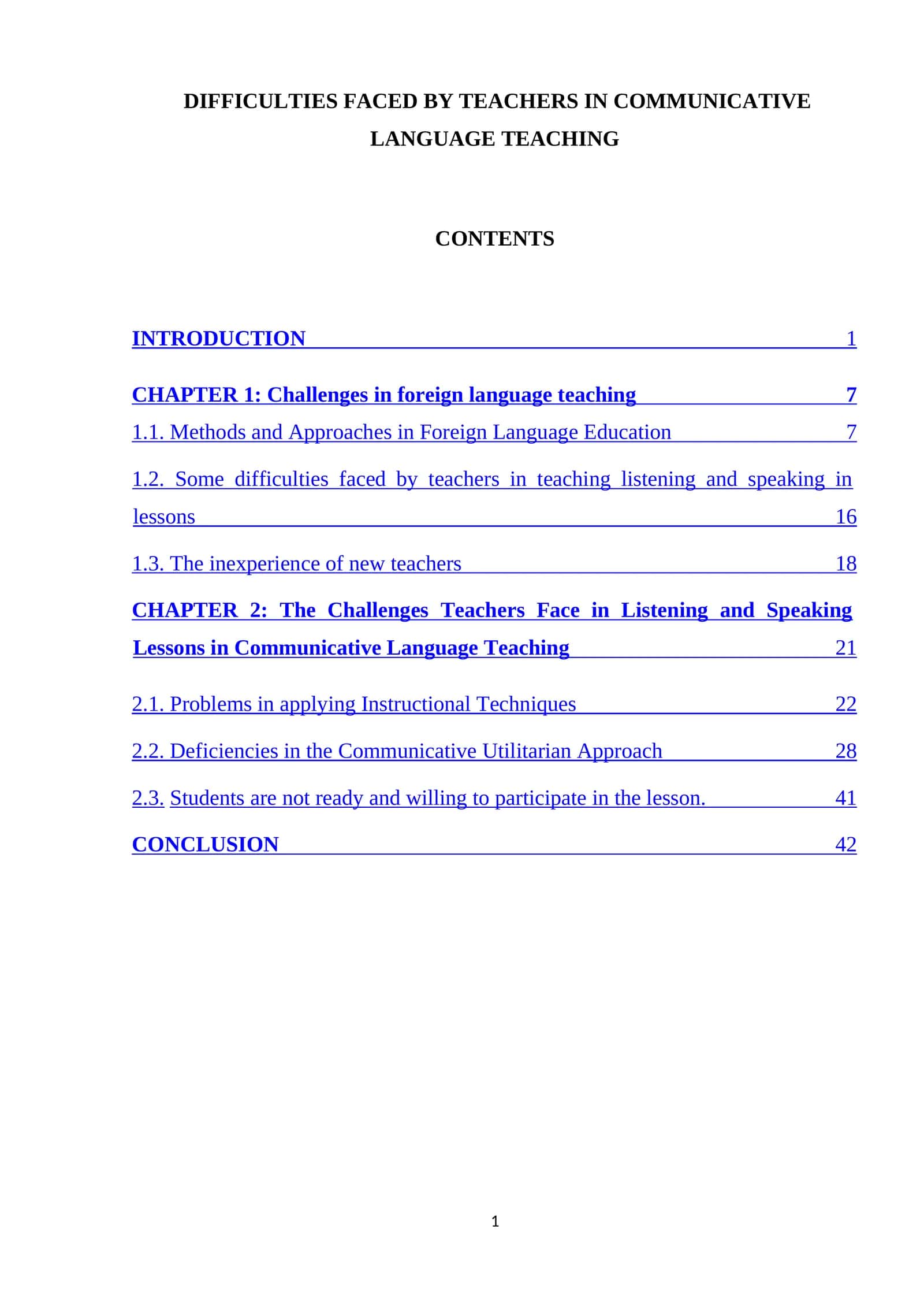 Difficulties Faced by Teachers in Communicative Language Teaching 1