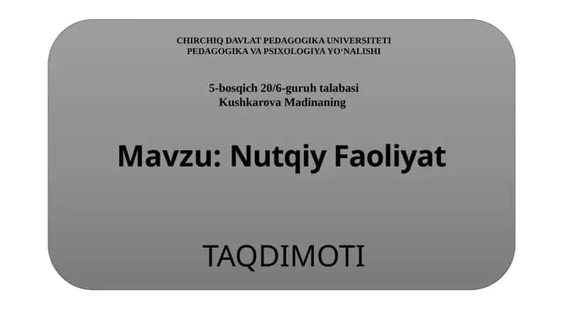 Nutqiy Faoliyat 1