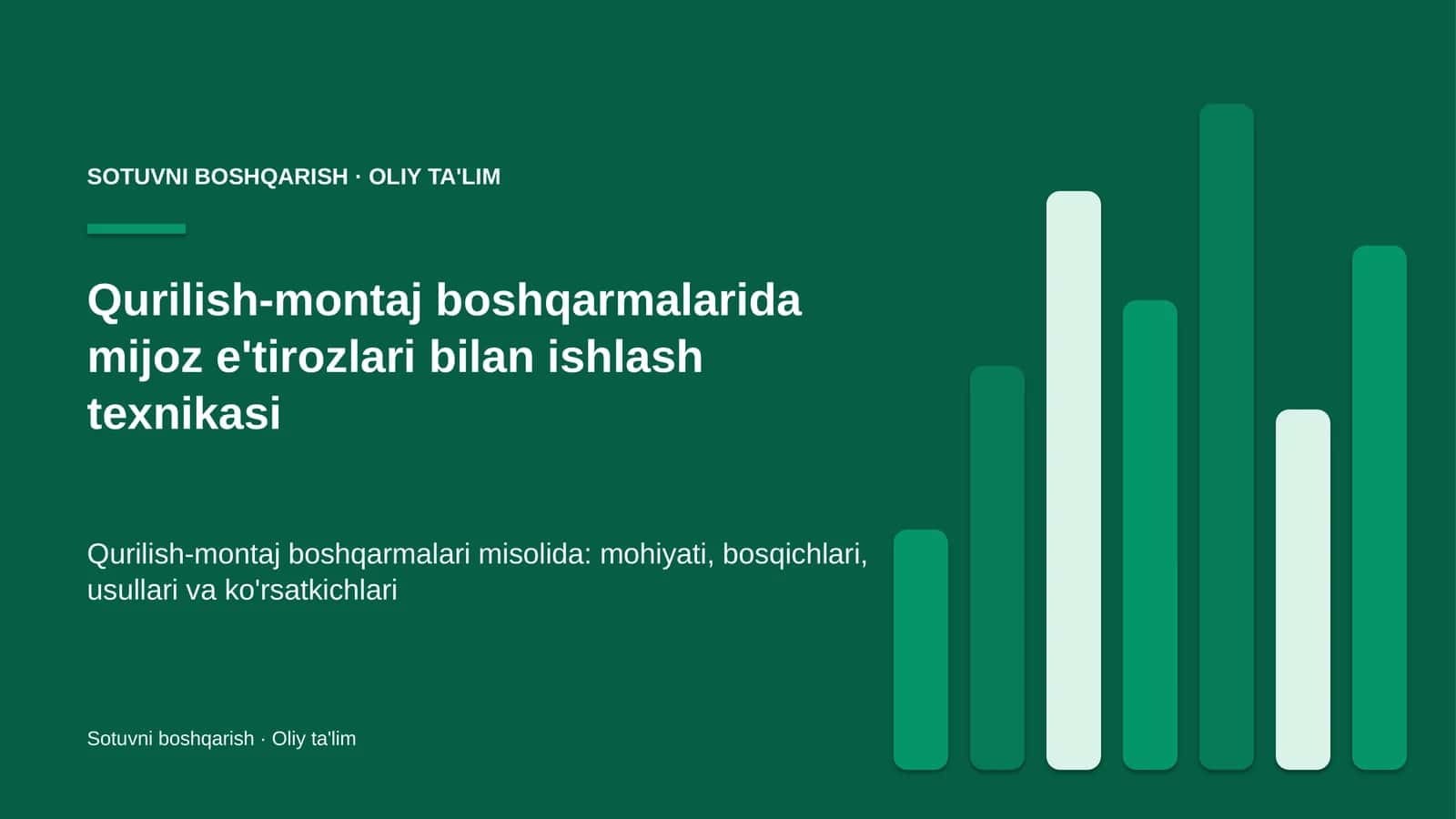 qurilish montaj boshqarmalarida mijoz e'tirozlari bilan ishlash texnikasi 5113 1