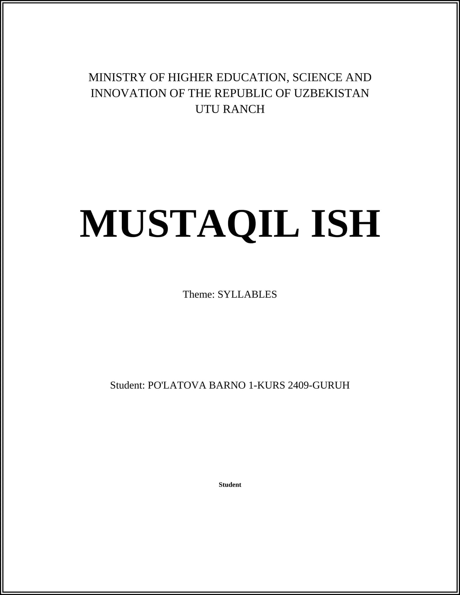 UTU RANCH MUSTAQIL ISH 1