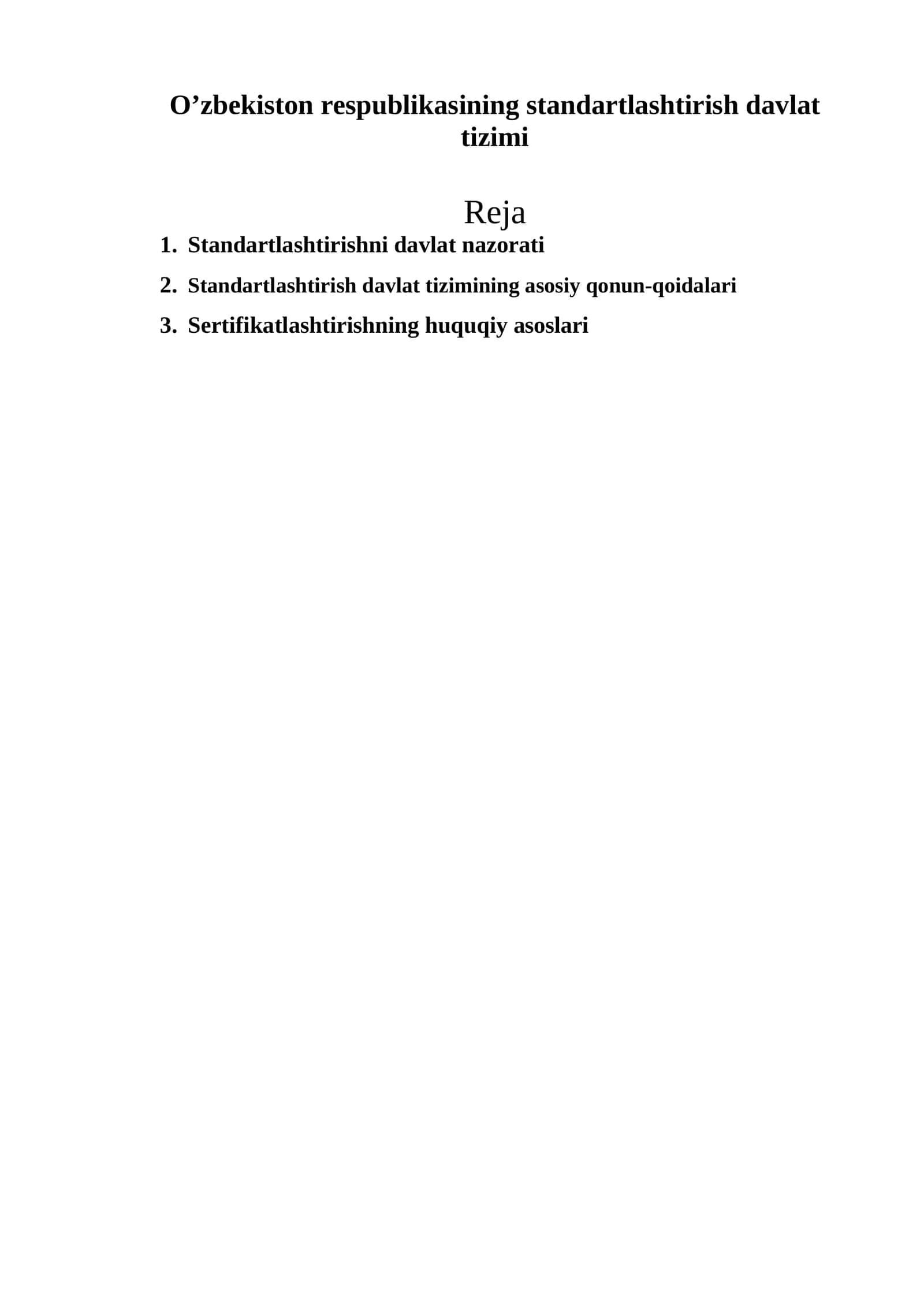 O’zbеkiston rеspublikasining standartlashtirish davlat tizimi 1