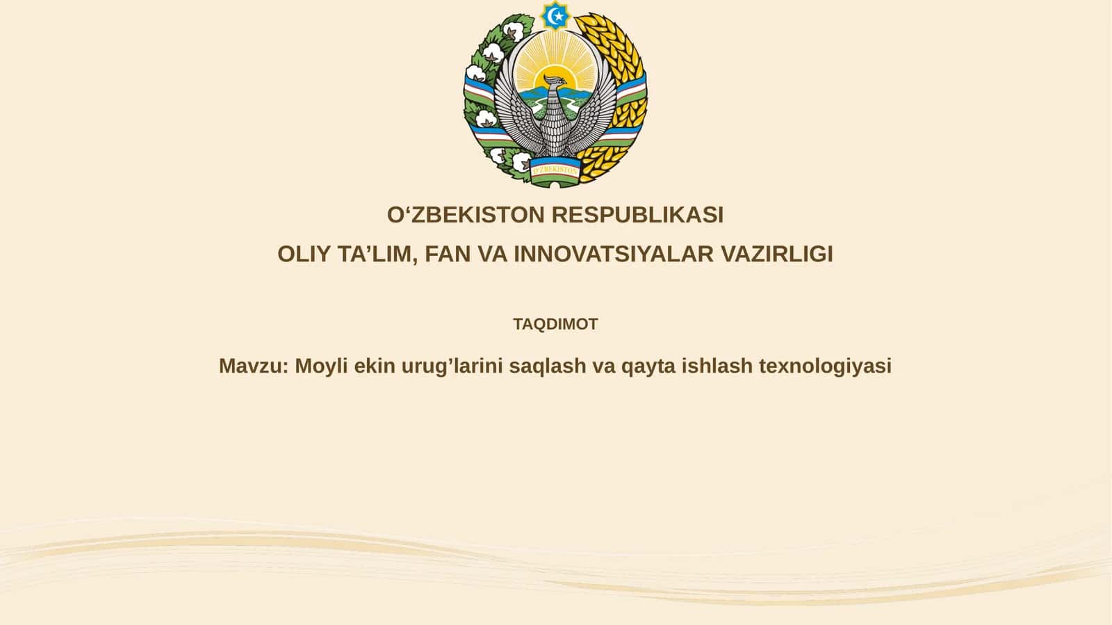 Moyli ekinlar urug'larini saqlash va qayta ishlash texnologiyasi 1