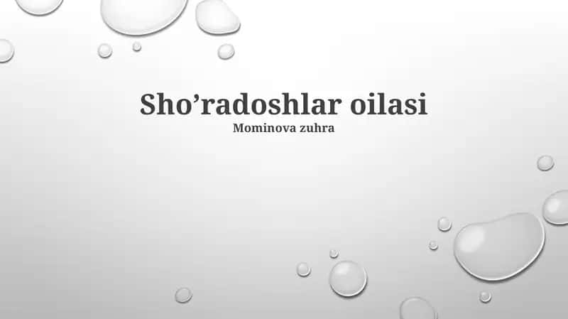 Sho’radoshlar oilasi 1