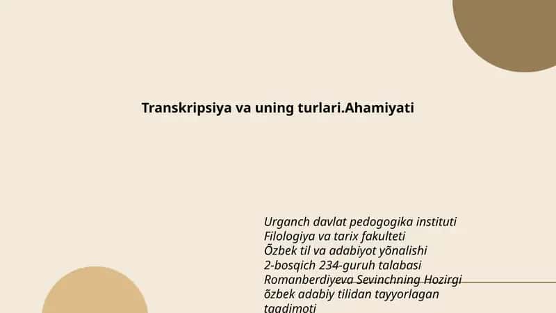 Hozirgi õzbek adabiy tilidan tayyorlagan taqdimoti 1