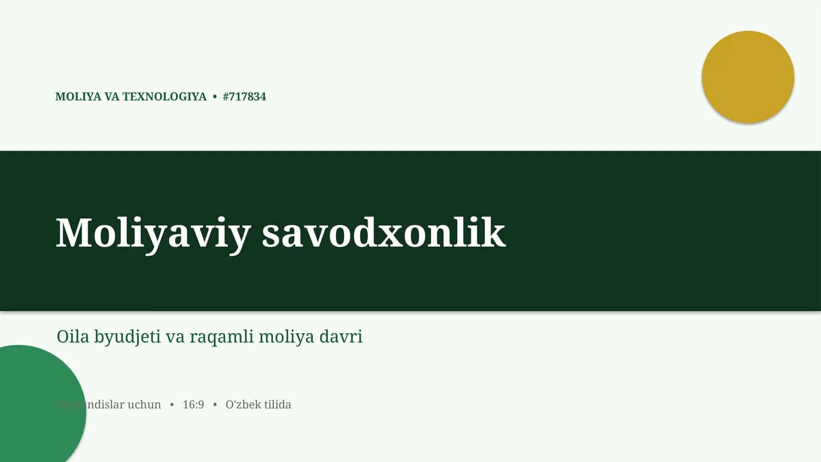 Moliyaviy savodxonlik 1