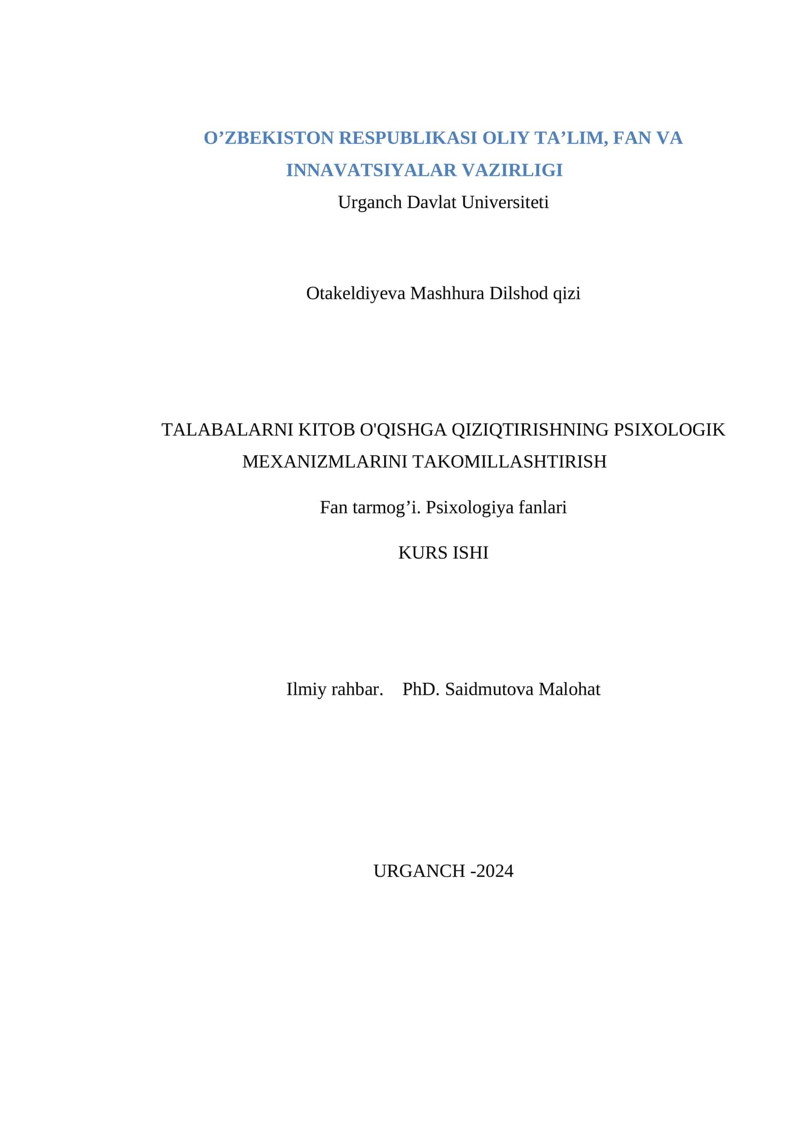 Maktabda psixologik xizmat tuzilmasi, tarkibi va faoliyatini tashkil etish 1
