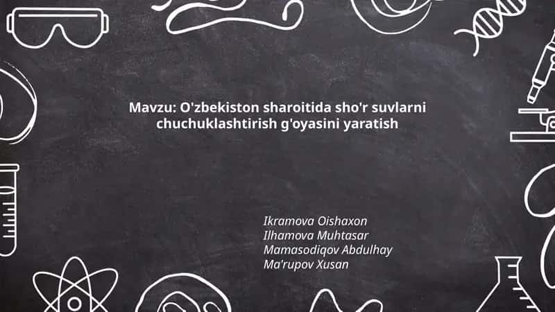 O'zbekiston sharoitida sho'r suvlarni chuchuklashtirish g'oyasini yaratish 1