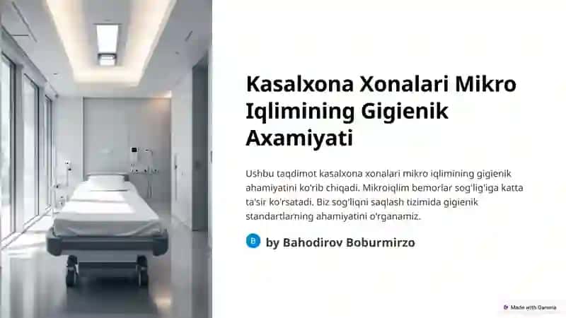 Kasalxona Xonalari Mikro Iqlimining Gigienik Axamiyati