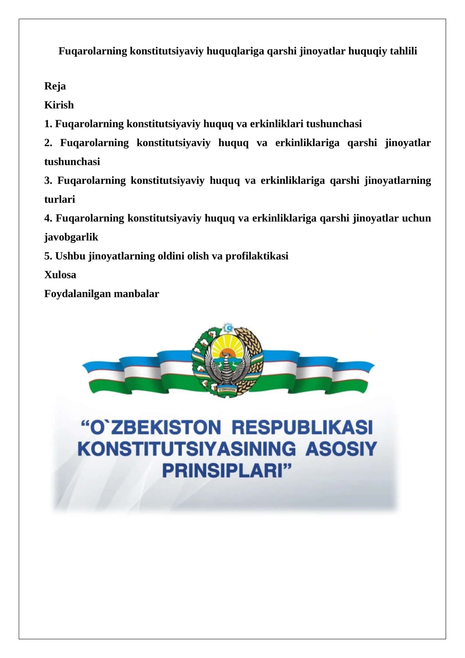 Fuqarolarning konstitutsiyaviy huquqlariga qarshi jinoyatlar huquqiy tahlili 1