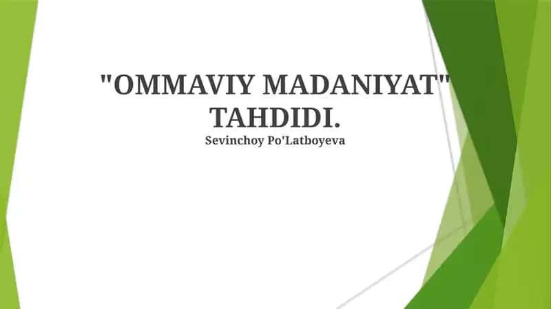 OMMAVIY MADANIYAT TAHDIDI 1