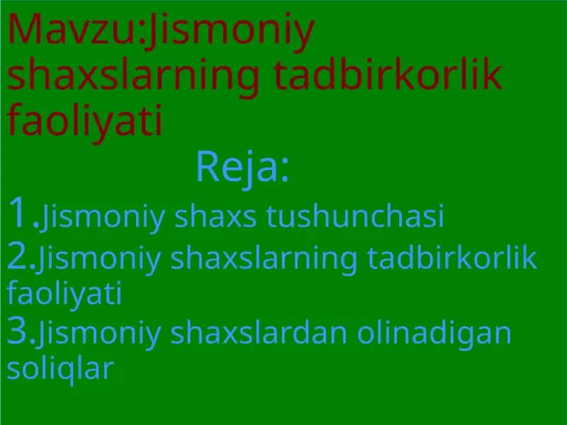 Jismoniy shaxslar faoliyati 1