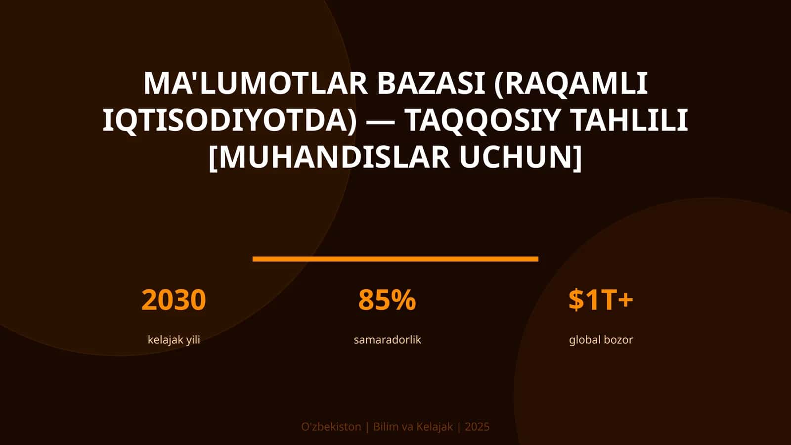 Ma'lumotlar bazasi (raqamli iqtisodiyotda) — taqqosiy tahlili [muhandislar uchun] 1