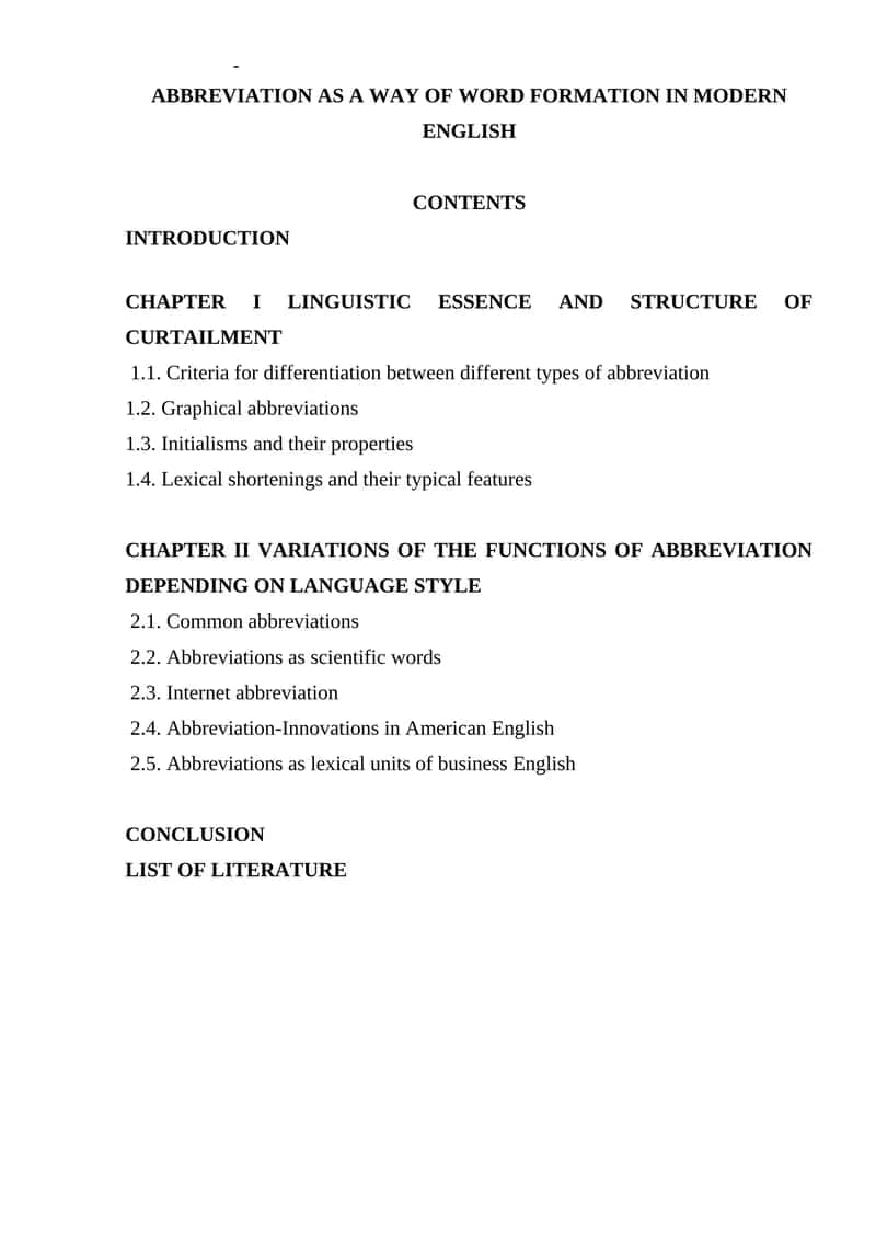 ABBREVIATION AS A WAY OF WORD FORMATION IN MODERN ENGLISH 1