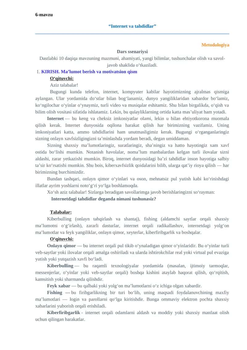 Internet va tahdidlar 1