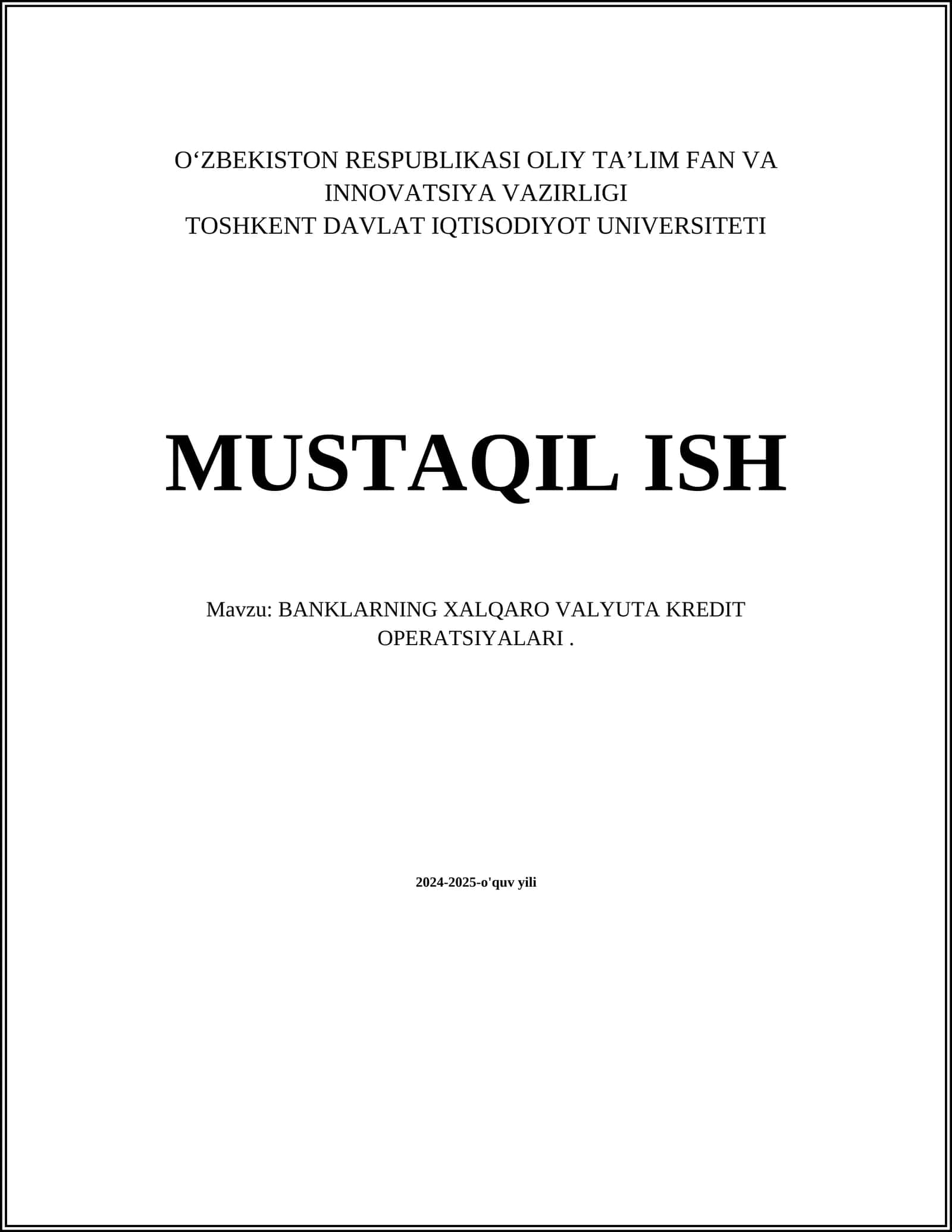 Xalqaro Valyuta Tizimlari 1