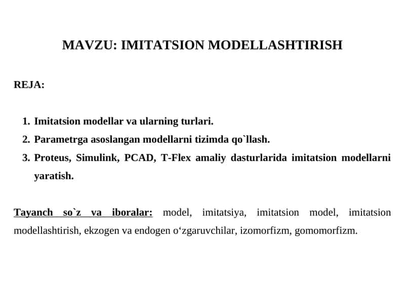 IMITATSION MODELLASHTIRISH 1