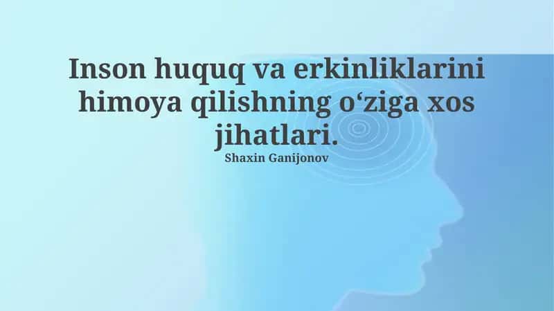 Inson huquqlari va erkinliklarini himoya qilishning o'ziga xos jihatlari 1