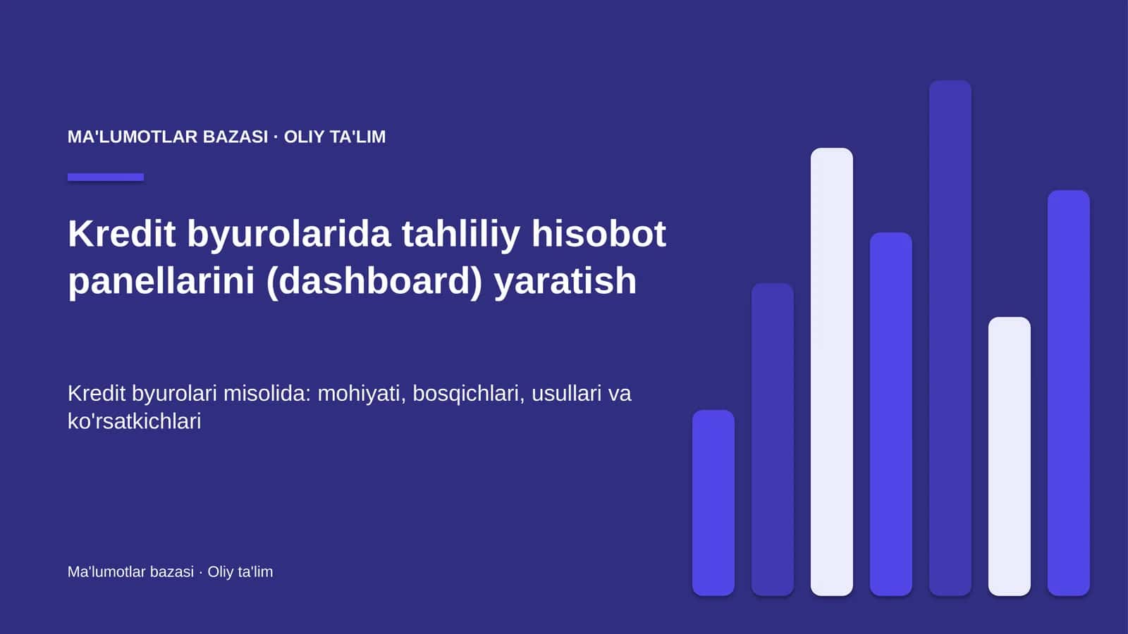Kredit byurolarida tahliliy hisobot panellarini (dashboard) yaratish 1
