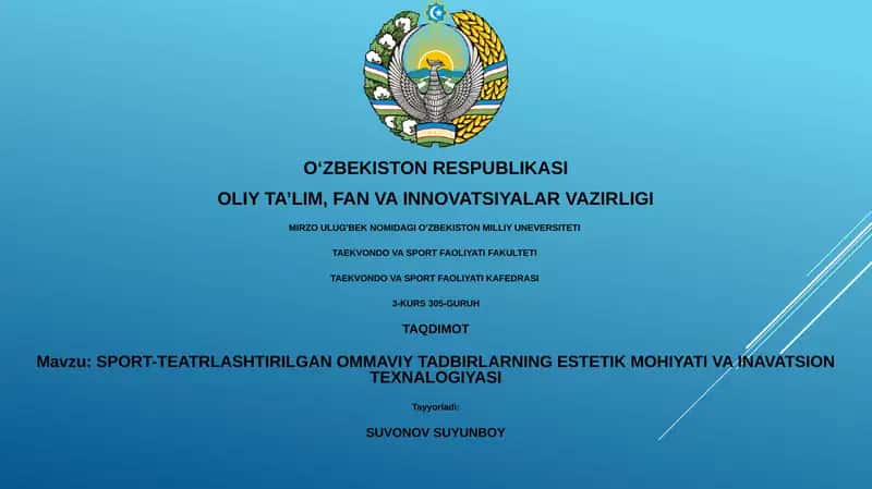 SPORT-TEATRLASHTIRILGAN OMMAVIY TADBIRLARNING ESTETIK MOHIYATI VA INAVATSION TEXNALOGIYASI 1