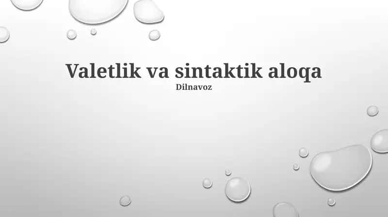 Valetlik va sintaktik aloqa 1