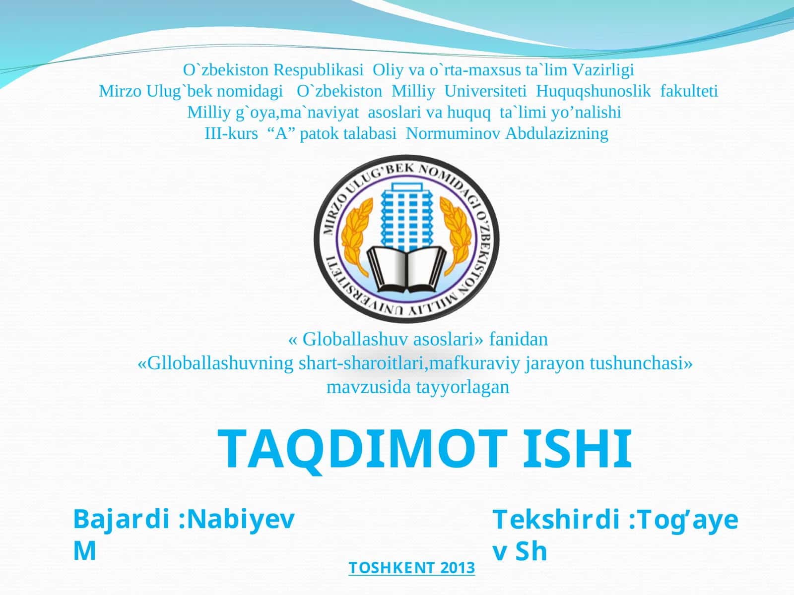 Globallashuv asoslari 1